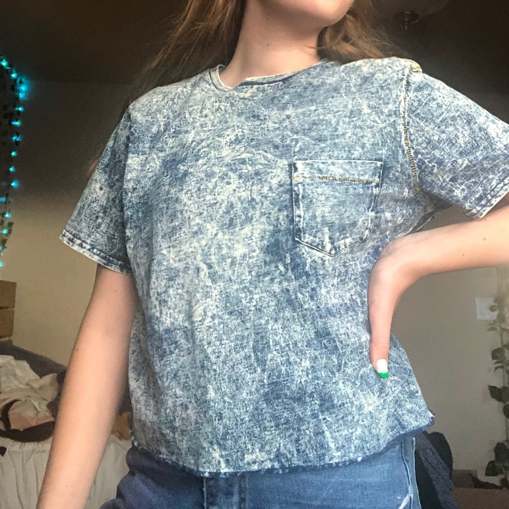 Cool Blue- White Tee